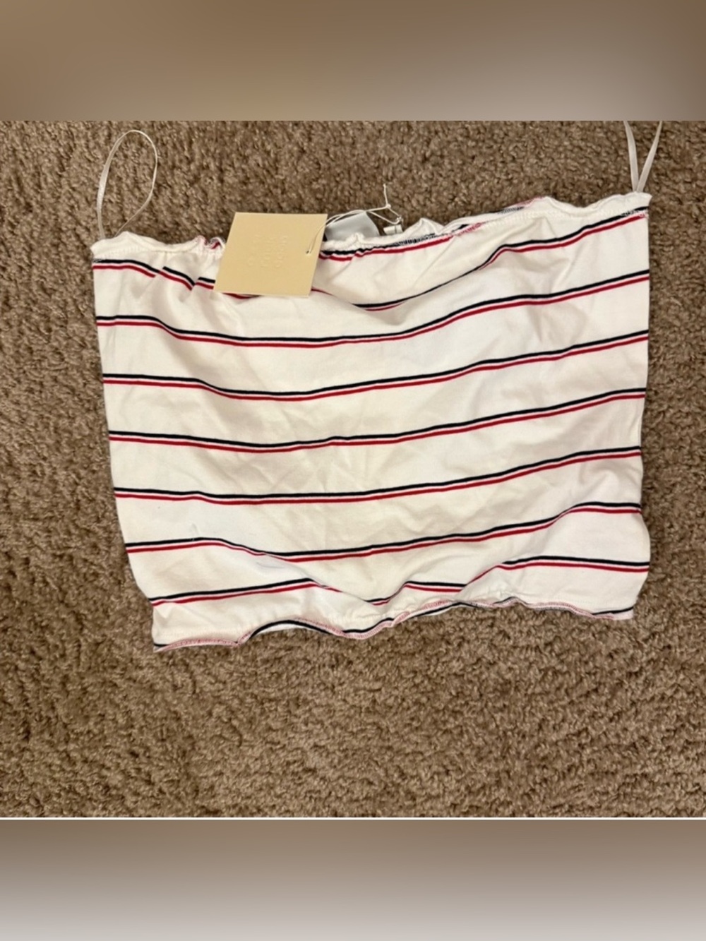 Good Luck Gem White Striped Bandeau Crop Top – NWT